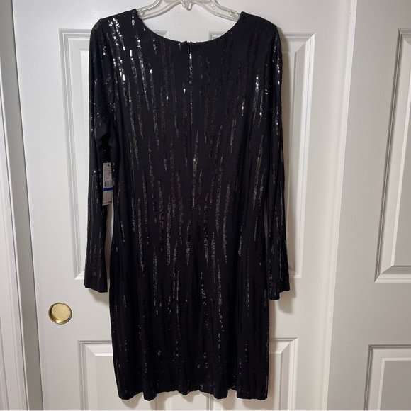 NWT Karen Kane Starlight Black Sequins Sheath Dress Long Sleeve XL - Picture 8 of 16